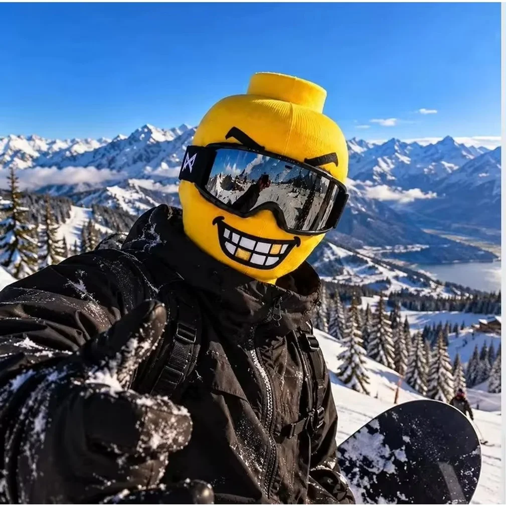 Outdoor Simulation Yellow Man Print Skiing Face Mask Cycling Face Protection Windproof Head Cover Funny Block Person Mask