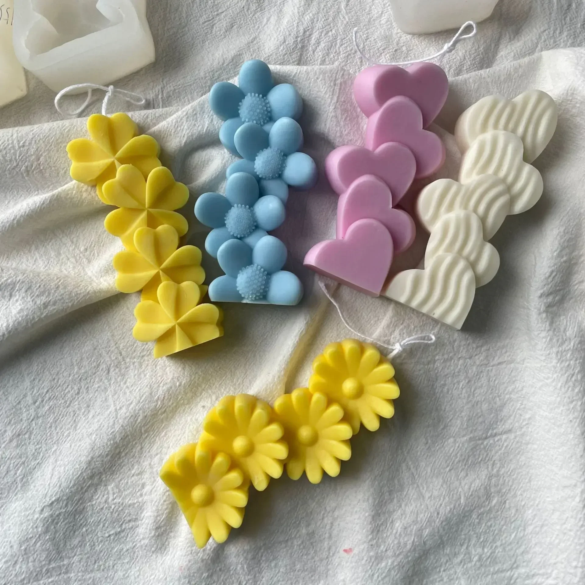 Stacking Heart Candle Silicone Mould Multi-dimensional Flower Love Scented Candle Making Valentine's Day Love Cake Decor Craft