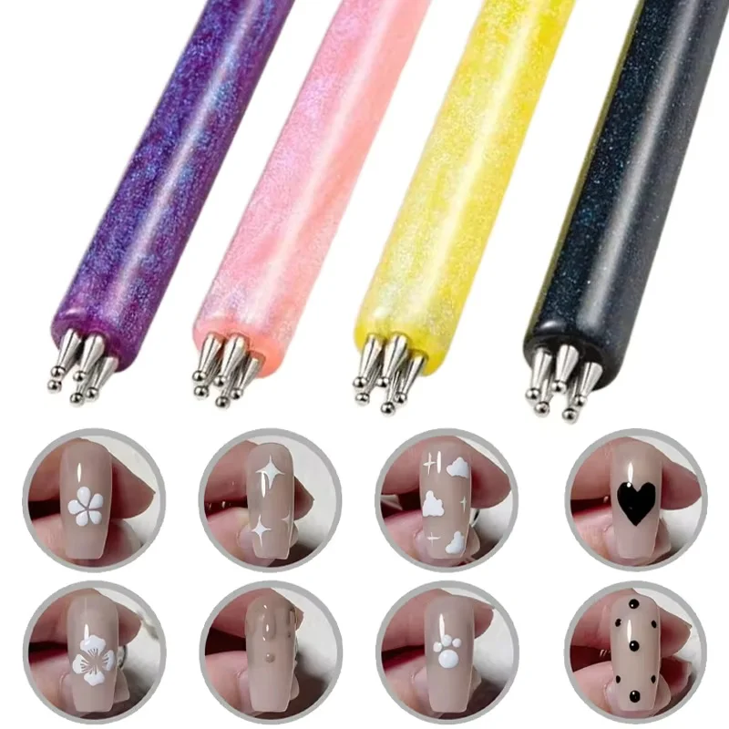 Multi-purpose 5 Petal Flower Nail Dotting Pen Nail Art Acrylic Flower Nail Rhinestones Pen Marbleizing Draw Painting Pens Tools