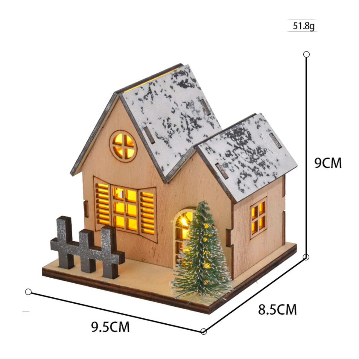 Wooden House LED Light With Tree Table Christmas Living Kids DIY Decor Decorations Room Lights Ornaments Luminous Lamp Home Mini