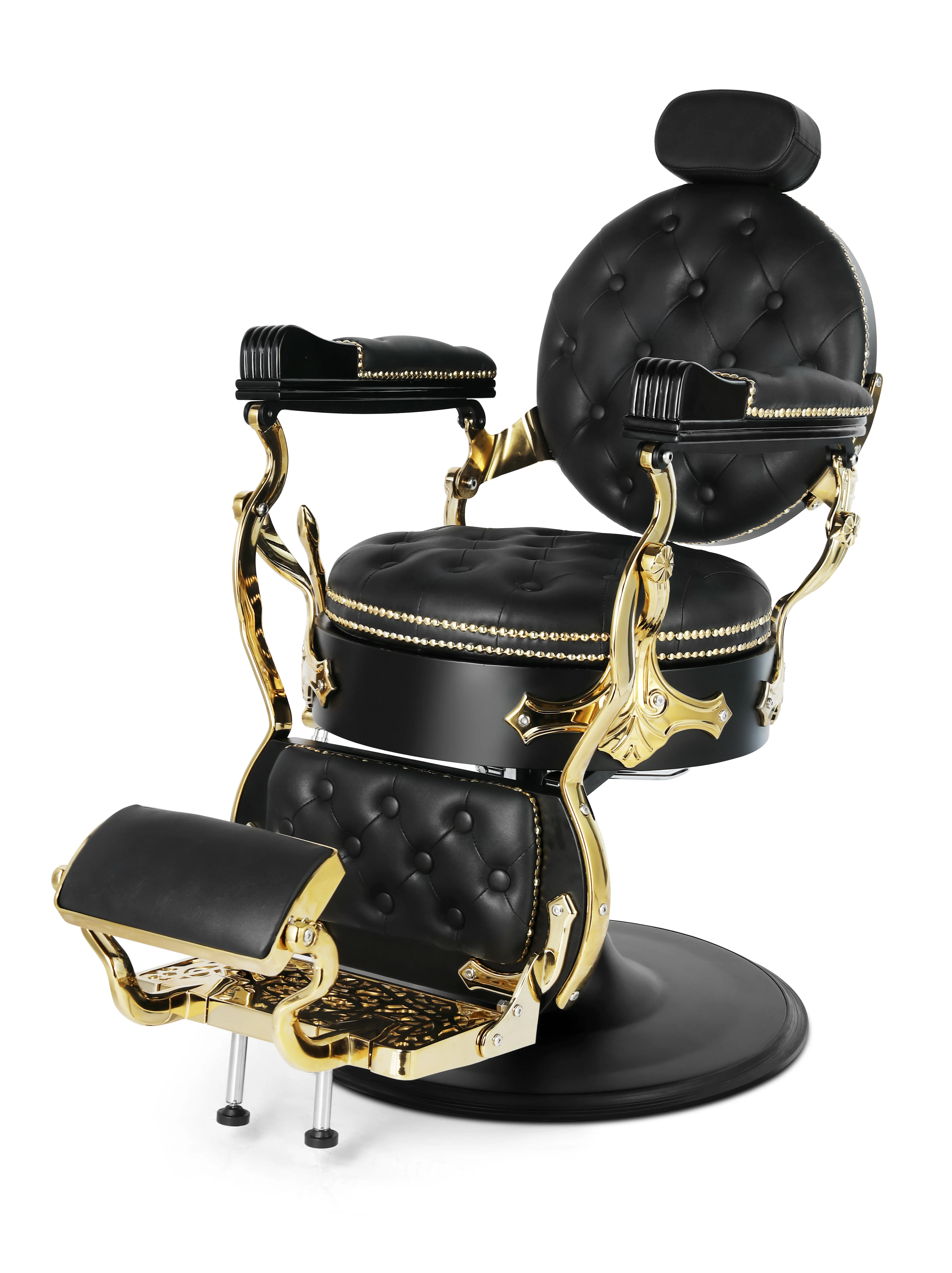 Vintage Beauty Salon Furniture Luxuriöser schwarzgoldener Friseursalonstuhl, hydraulischer großer Pumpen-Friseurstuhl zu verkaufen