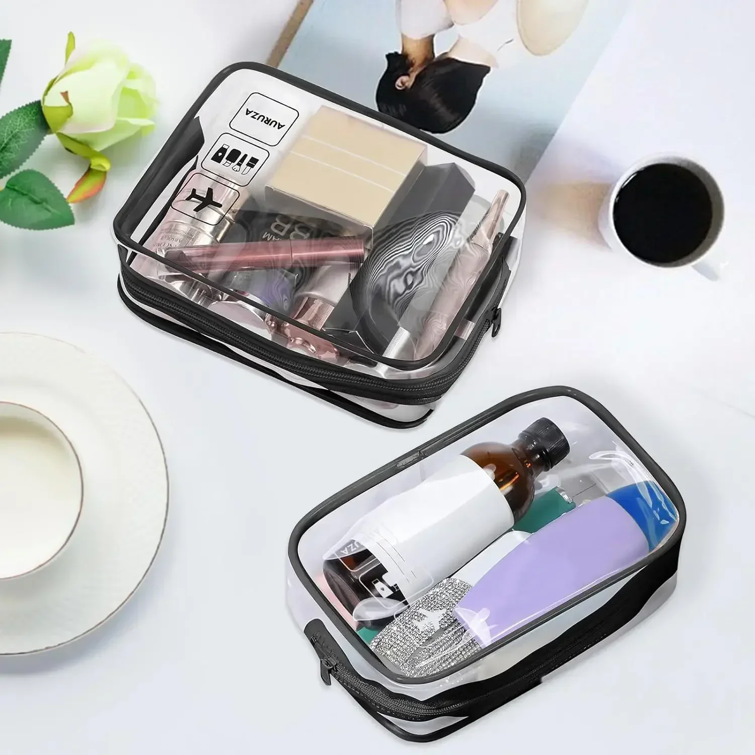 1/3 pezzi borsa per trucco con cerniera trasparente scatola per organizer uomo donna borsa per cosmetici trasparente da viaggio borse per trucco da toilette impermeabili