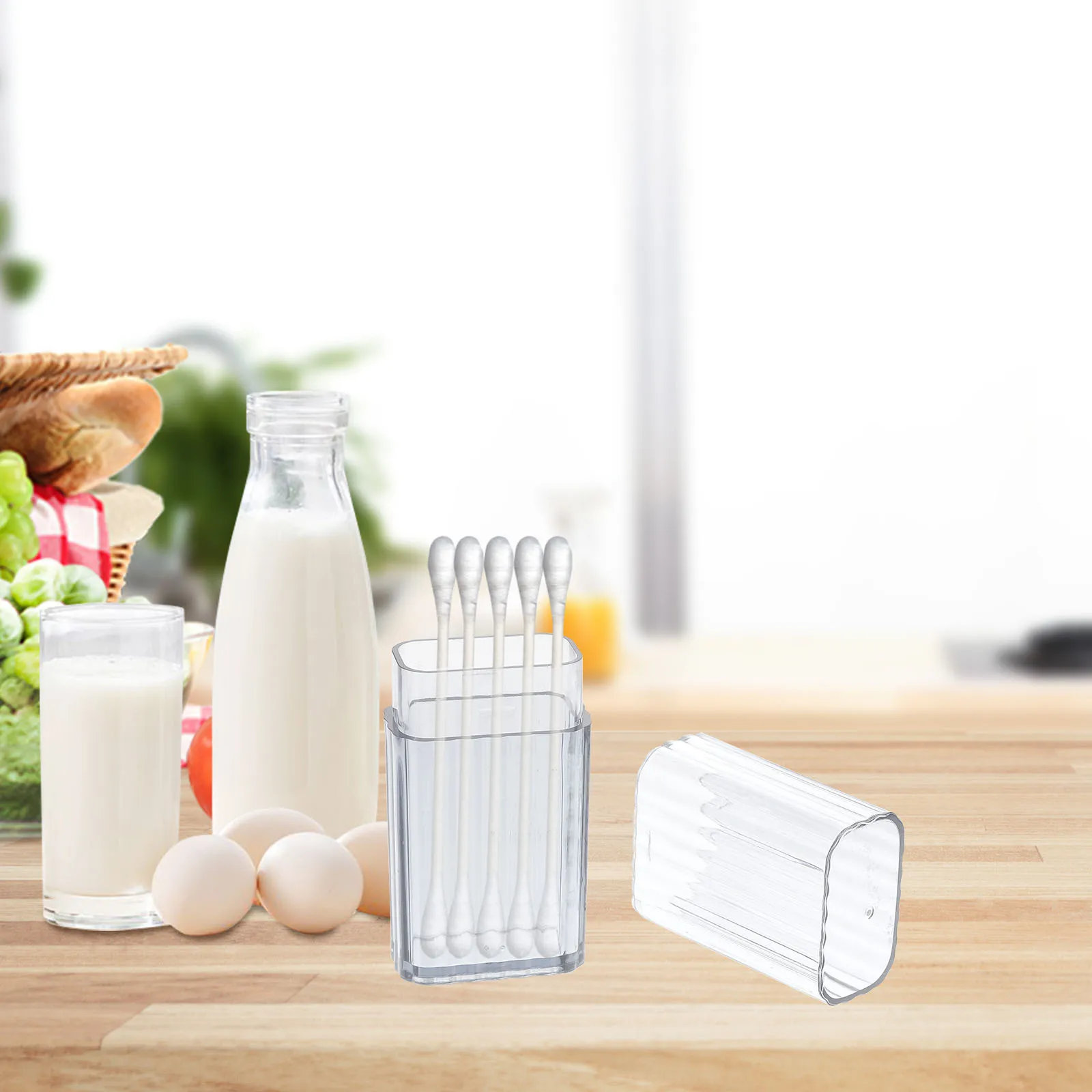 

4pcs Storage Box Transparent Small Size For Cotton Pads Swabs Sponges Portable Desktop Organizer Home Vanity Accessory Travel