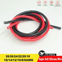 1m~50m Heat Resistant Cable 6AWG 8 10 12 14 16 18 18 20 22 24 26 28AWG Super Soft Silicone Red and Black Battery Power Cord Wire