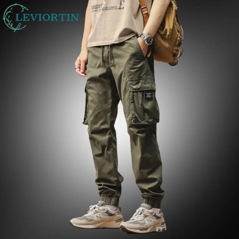 2025 Autumn Men's Outdoor Hiking Cargo Pants Casual Sold Color Sport  Leggings Trousers Tactical Jogger Pants With Multi-pocket
