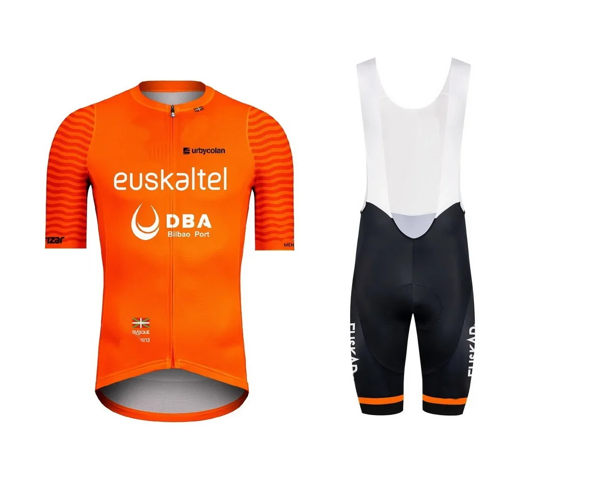 LASER CUT EUSKALTEL DBA Team Orange SHORT SLEEVE CYCLING JERSEY SUMMER CYCLING WEAR ROPA CICLISMO+BIB SHORTS