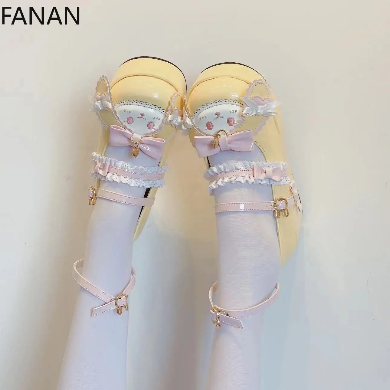 Thick-soled Cute Lolita Heels Women's Shoes Pumps Student Jk Uniform Bow Round Head Heightening Non-slip Flats Sandals