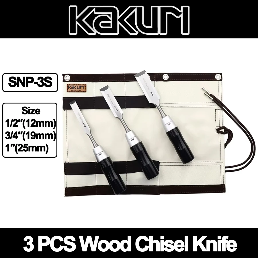 

KAKURI 3 PCS Chisel Set for Woodworking Multifunction Carpentry Engraving Art Craving Knife with Carrying Case SNP-3S