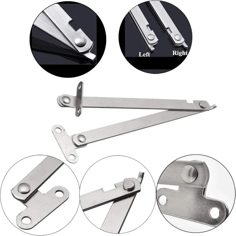 2pcs Stainless Steel Cabinet Cupboard Furniture Doors Close Lift Up Stay Support Hinge Folding 180° Kitchen furniture hardware