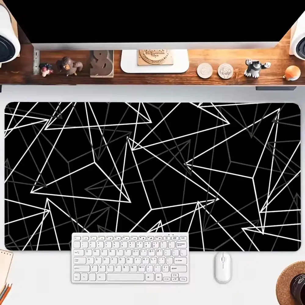 Red Angular Geometric Tech Line mousepad Natural Rubber Non‑Slip High Definition Printing Mat For Office Desktop Games Laptop