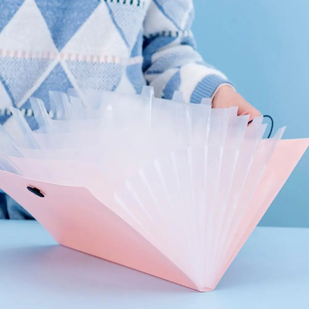 A4 8 Grids Organ Folder Buckle Design Classified Transparent Insert Documents Storage File Folder Stationery Organizer Holder