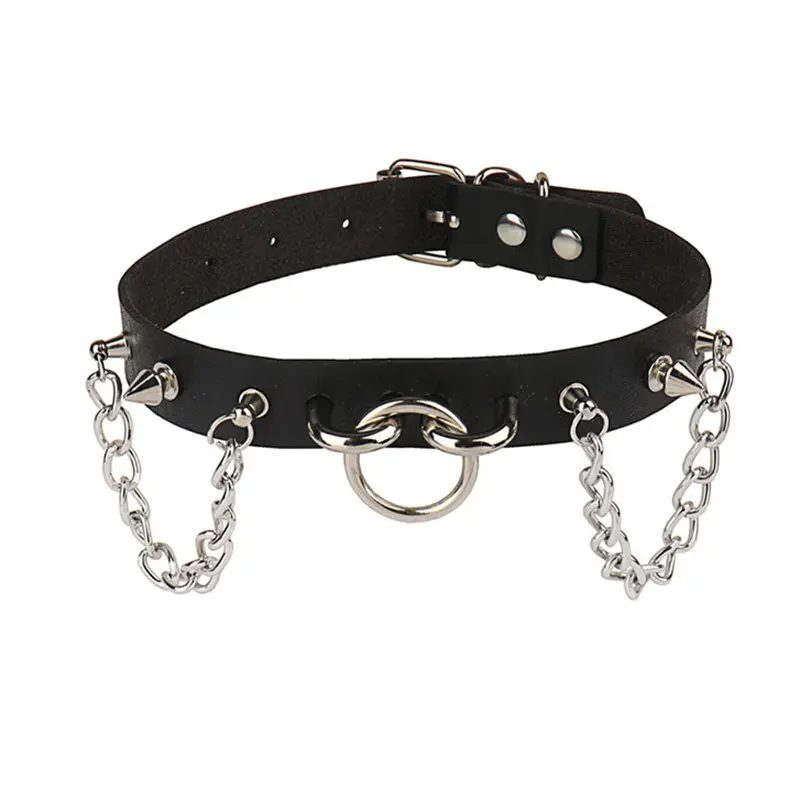 Punk Spice Girl Necklace Niche Diablo Goth Rock Metal Chain Loop Belt Collar