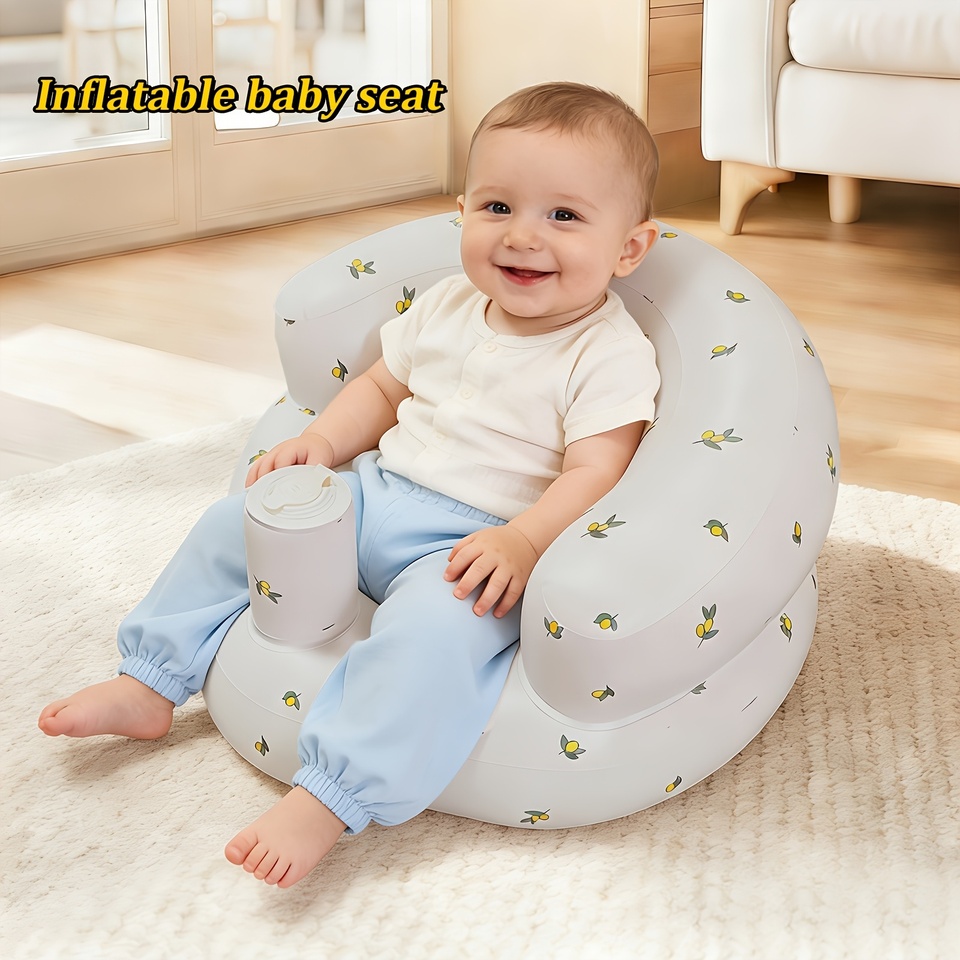  1 Piece, Children's Foldable Portable Inflatable Seat, Made of Pvc, Children's Learning-To-Sit Chair with Built-In Air Pump, Baby Dining Chair Sofa, Suitable for Indoor and Outdoor Use 
