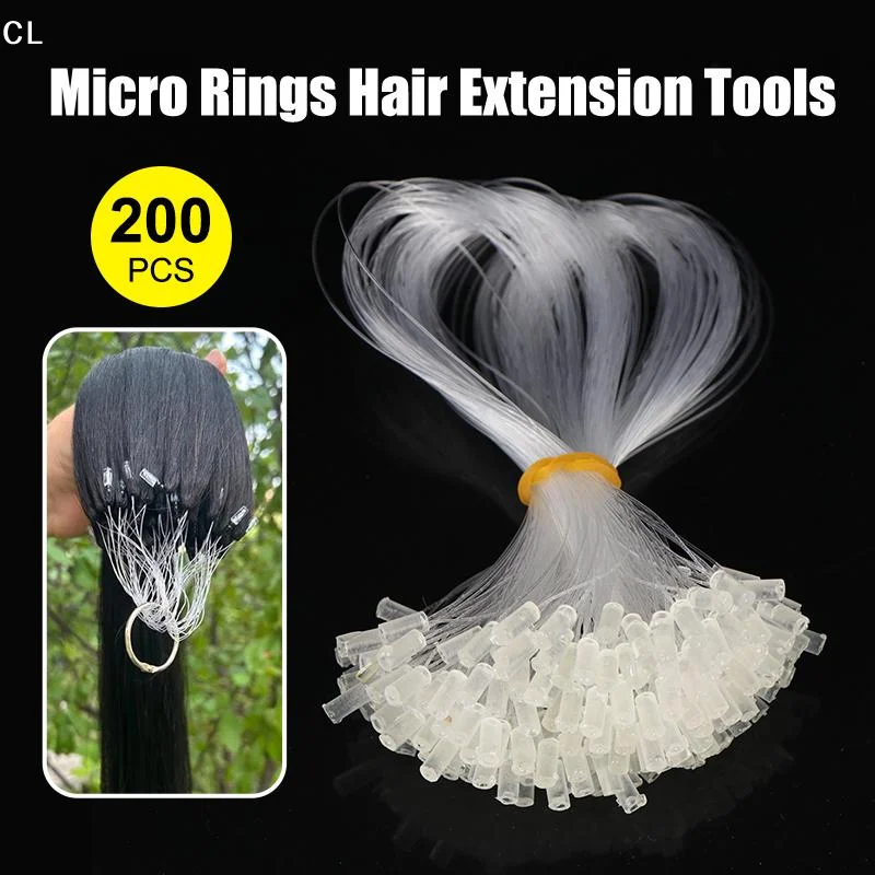 

200Pcs Micro Rings Hair Extension Loop Tools With Durable Clear Plastic Tips And Easy Operation For Salon Home DIY Hair Styling