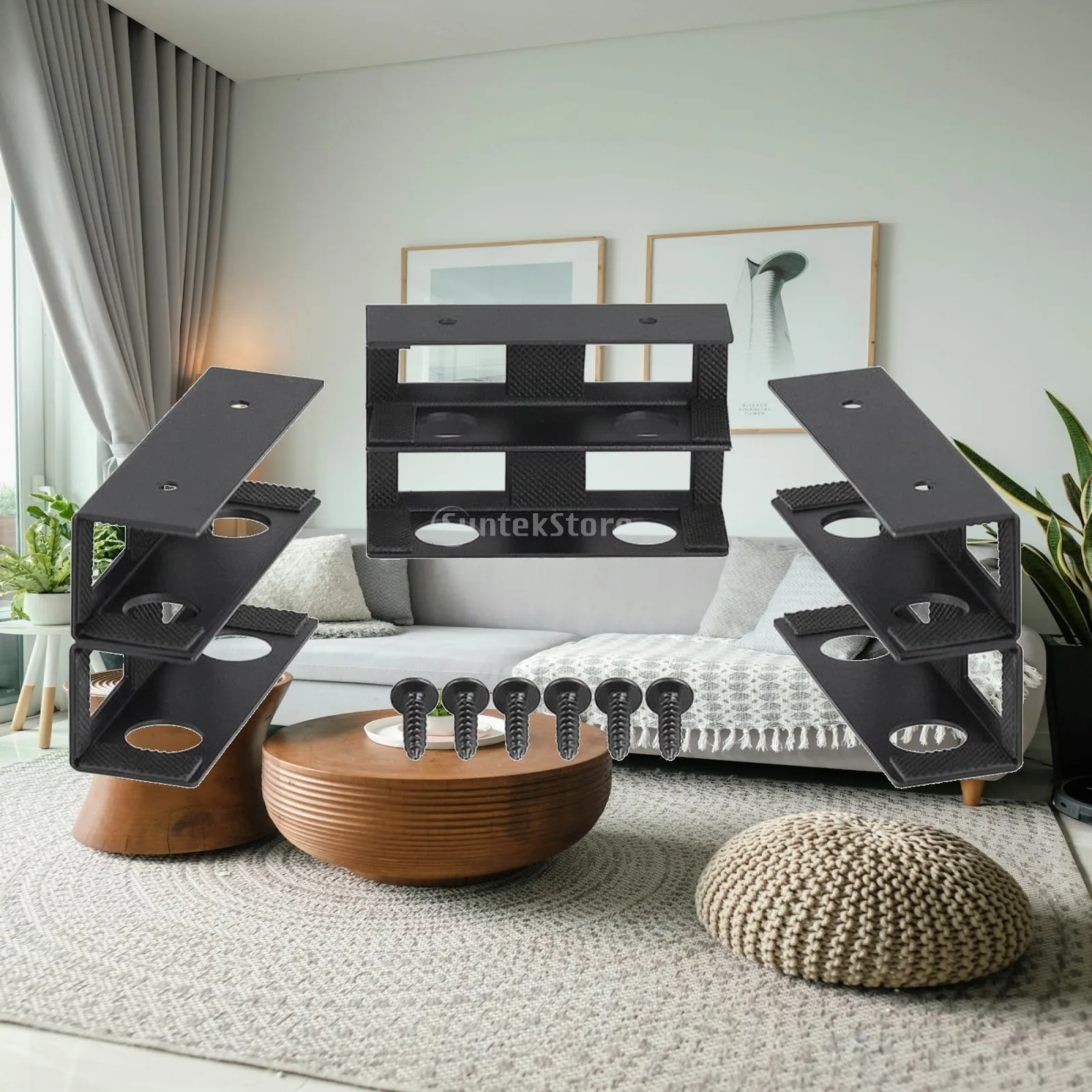 Desk-Mounted Storage Rack with Silicone Pads Sleek for Home Office