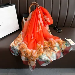 180*135cm Luxury Brand Summer Female Pareo Beach Scarf Women Sunscreen Outdoor Shawl Wrap Chiffon Soft Large Bandanna Foulard