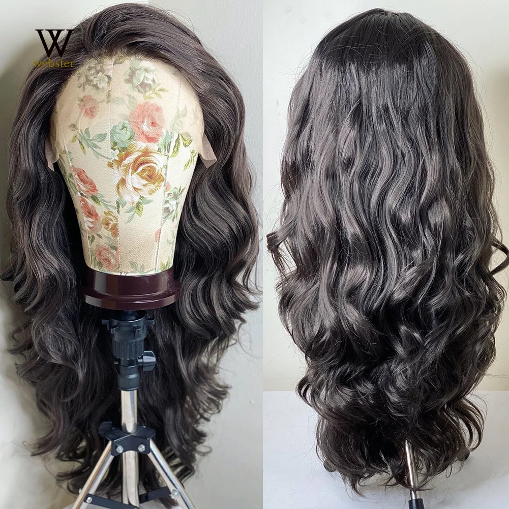 Webster Synthetic Lace Front Wigs For Women Long Body Wave Brown Lace Wig Pre Plucked Hairline Cosplay Wig Daily Use