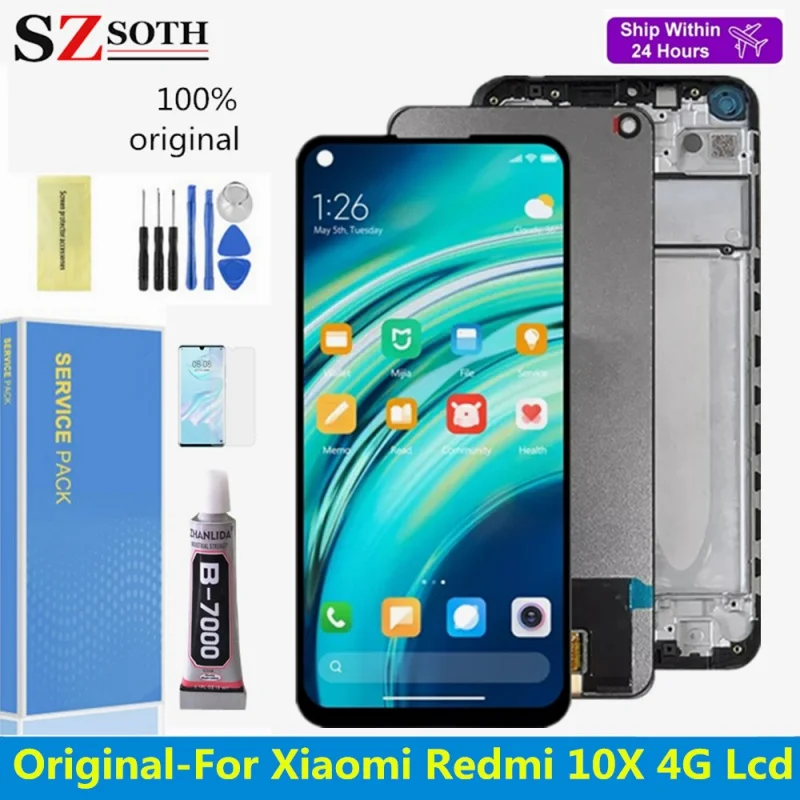 

Original Display For Xiaomi Redmi 10X 4G Lcd Touch Screen Digitizer With Frame Assembly Replacement For Redmi Note 9