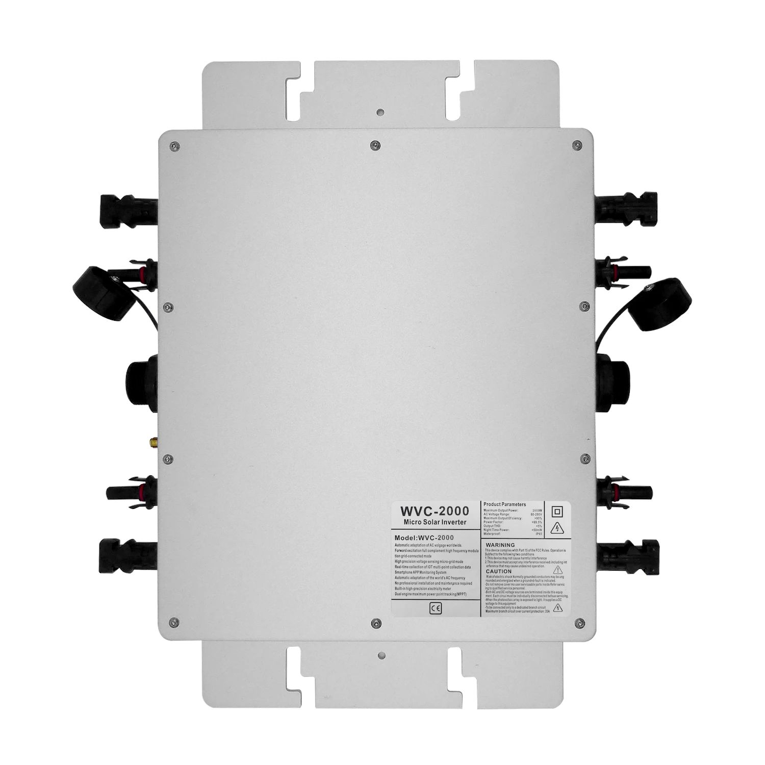 IP65 WVC-2000 Solar Grid Tie Micro Inverter DC22-60V 120 230V 50 60Hz 2000W Solar Microinverter With WIFI APP Monitoring