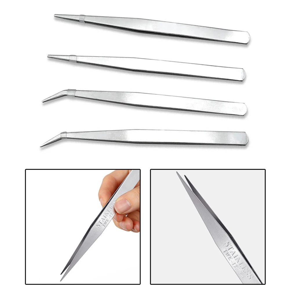 Stainless Steel Tweezers With Curved Pointed Serrated Tip Home-Medical Dental Garden Daily Kitchen Precision Tweezer Tools