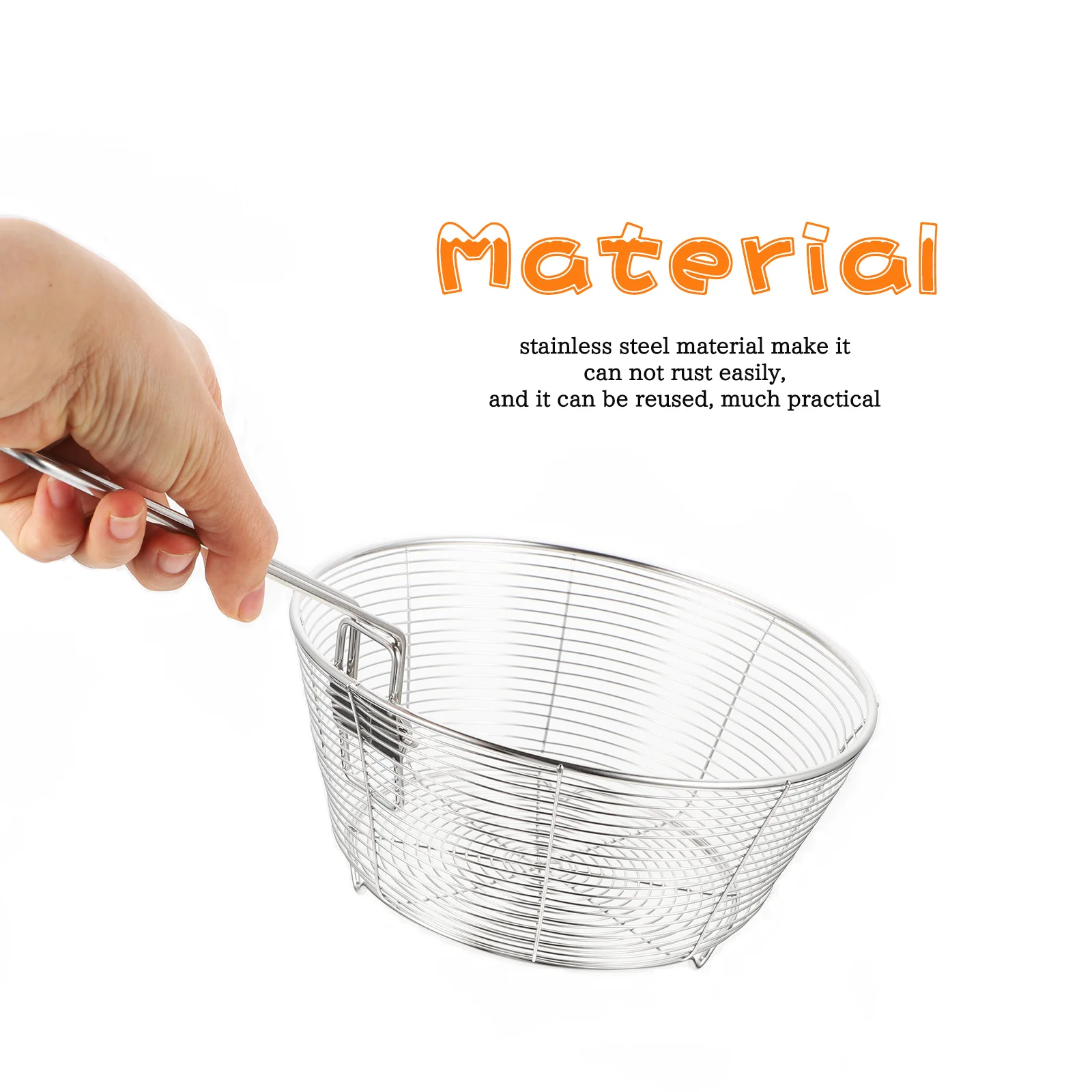 

Stainless Steel Frying Basket Potato Cooking Strainer Silver H Chip Basket Reusable Kitchen Gadget Fry Snacks