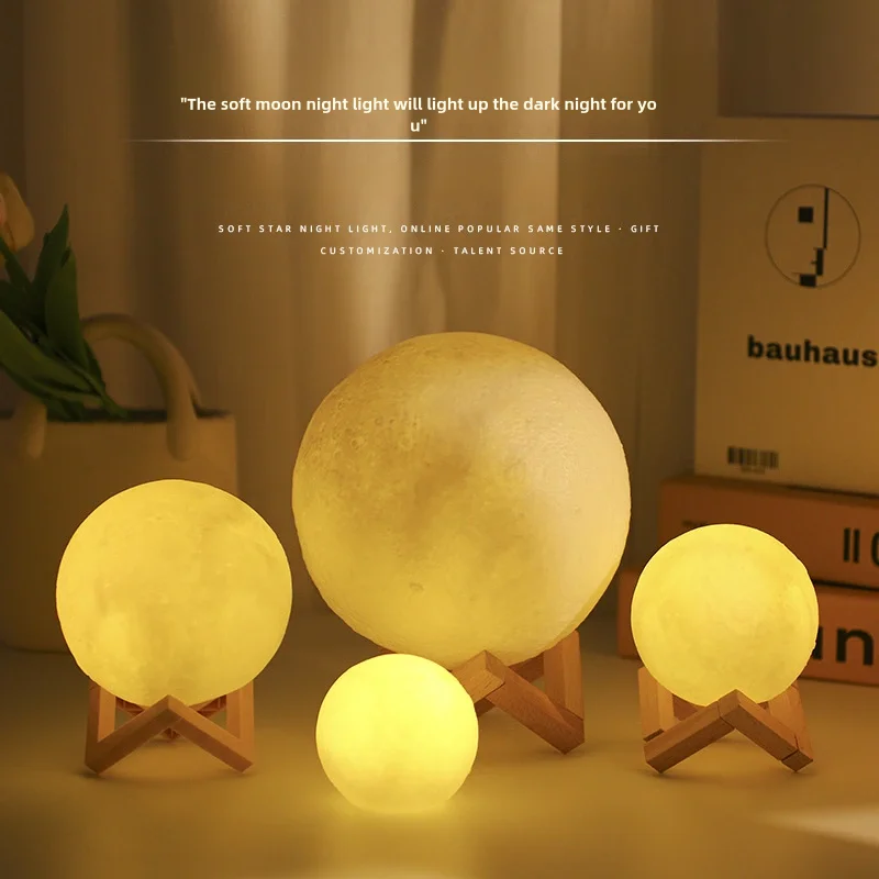 New Hot Selling Creative Hand Painted Moon Night Light Led Bedroom Headboard Internet Famous Moon Planet Atmosphere Light