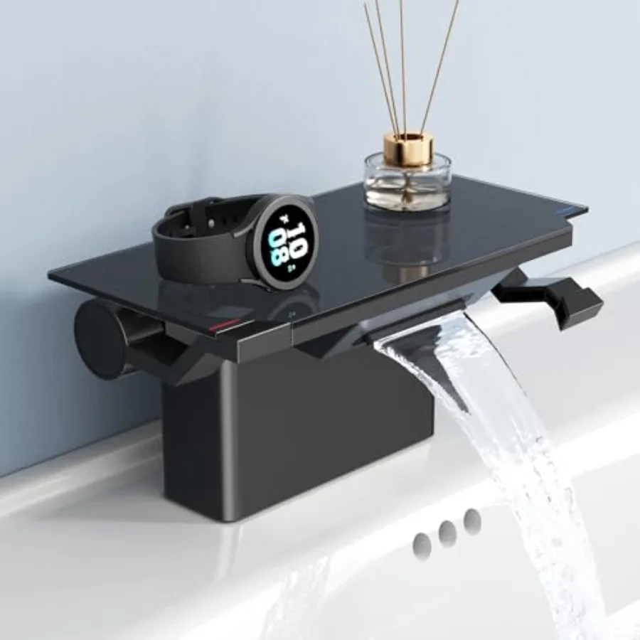 

Bathroom Faucet with Storage Platform for Bathroom Sink - NSF Certified 4 Inch 2 Handle Basin Faucet, Widerspread Bathroom Sink