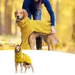 Skin-friendly And Soft Dog Bathrobe Towel With Hoodies Warm Winter Pet Vest Coat Dog Clothes Purple M