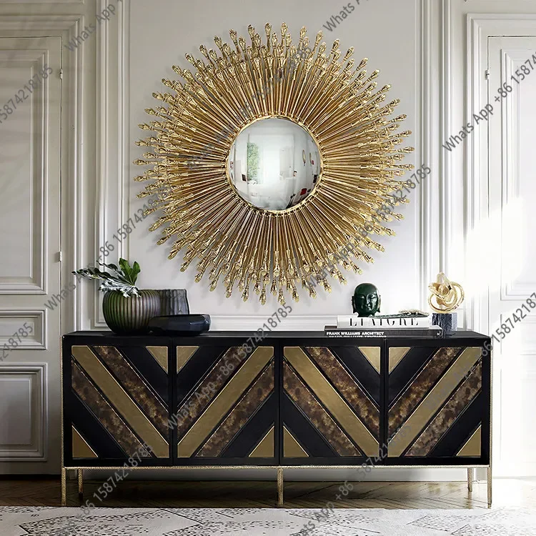 X6 Italian Light Luxury Stainless Steel Round Decorative Mirror Household Senior Designer Villa Living Room Enigma Mirror