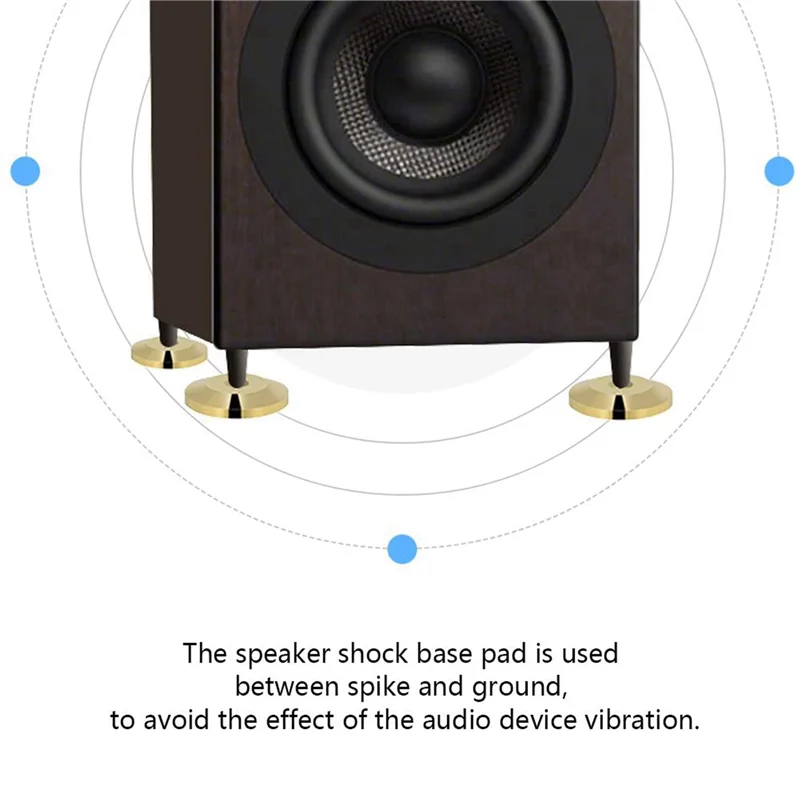 

【Sleek Design】24 Pcs Universal Copper Speaker Spikes Pads Speaker Shock Base Pad Isolation Stand Feet Cone Base Mats Floor 25 X