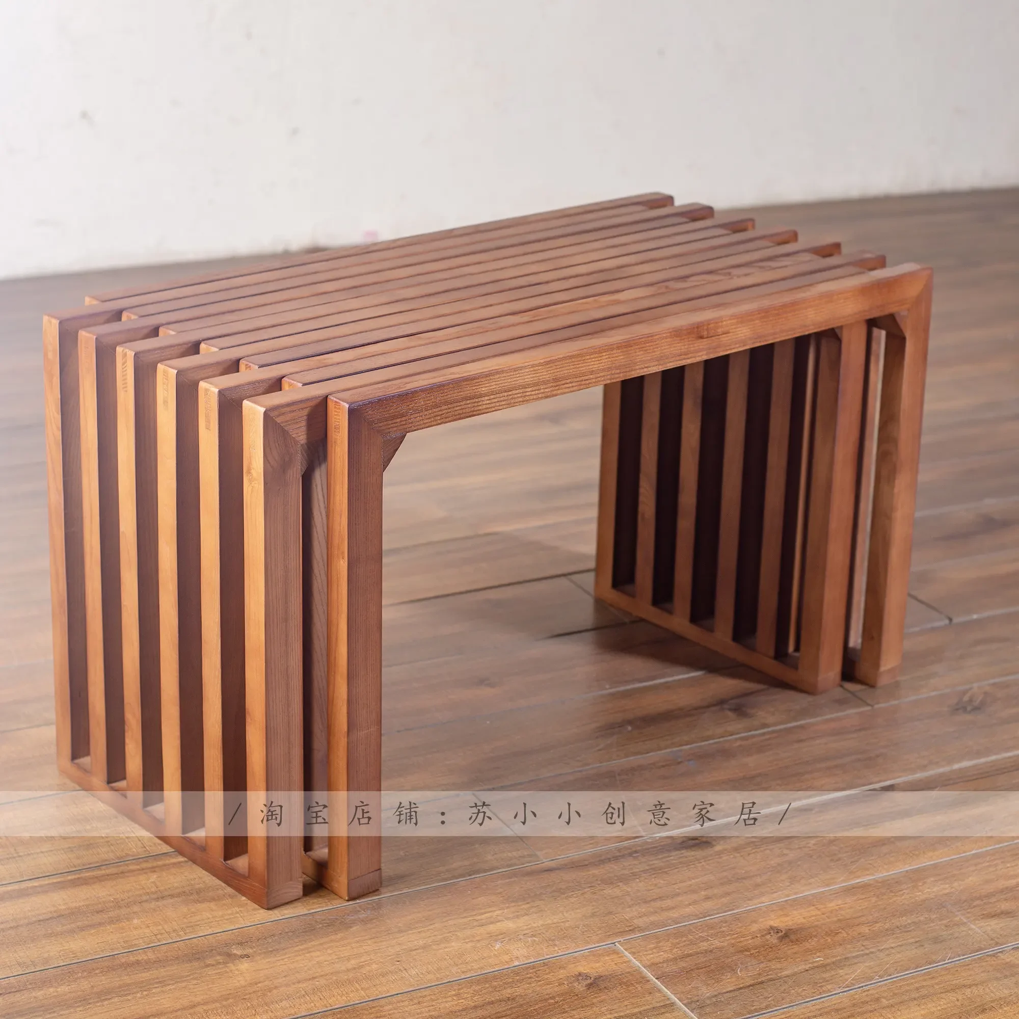 Solid wood bench retractable pull bench log door shoe change bench balcony casual