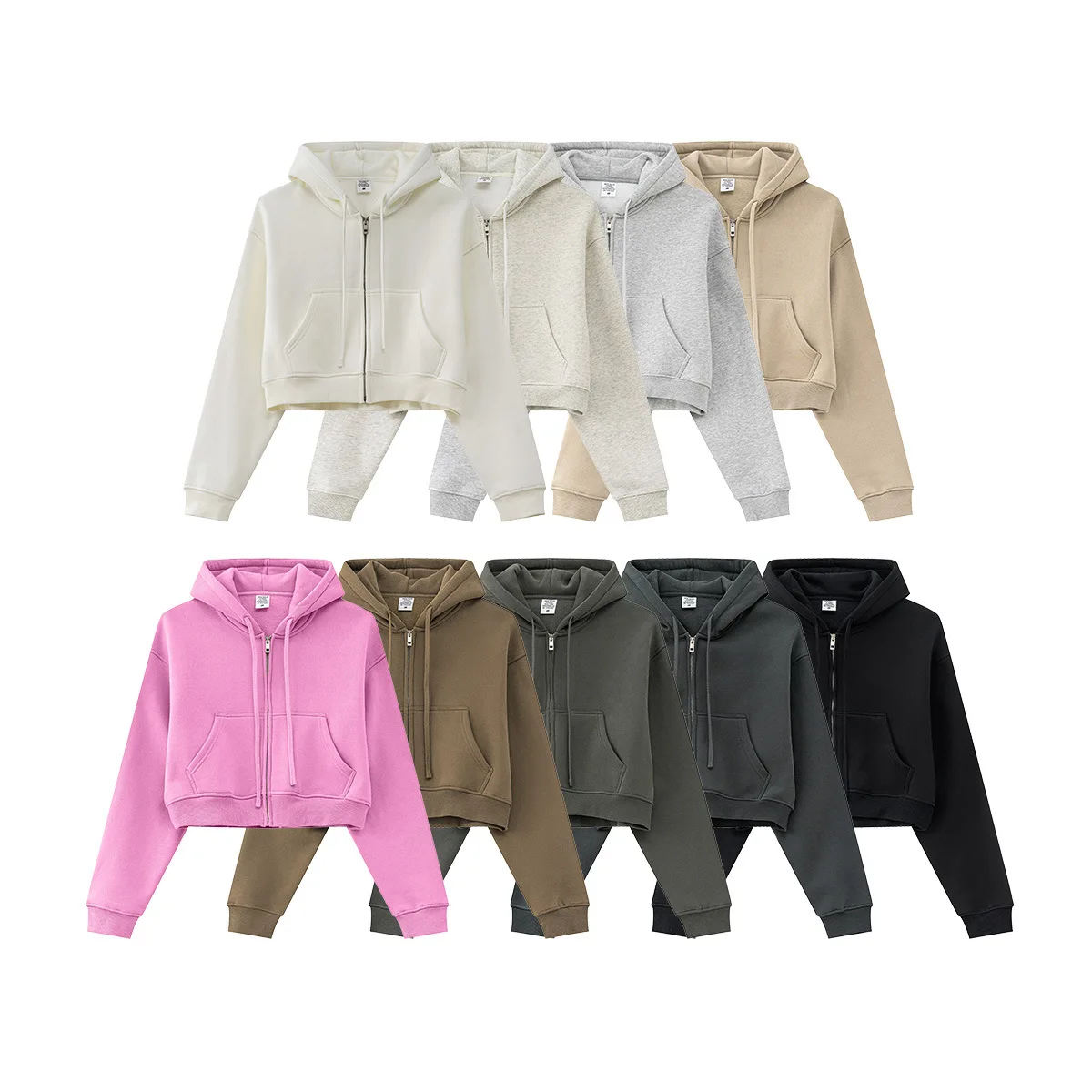 2025 New Short Fleece Zipper Hooded Sweatshirt Women High Street Trend Multi Color Options Loose Warm Top