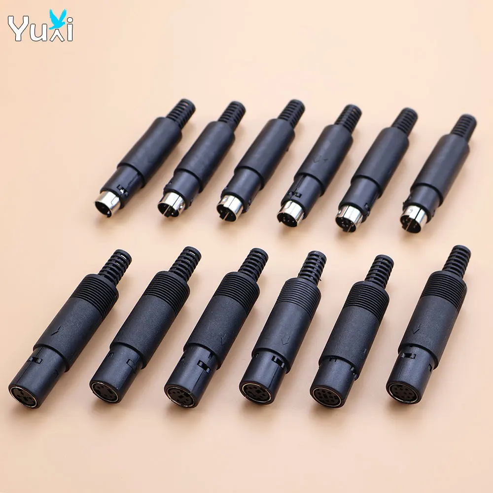 Yuxi 1piece keyboard mini DIN plug 3/4/5/6/7/8-pin chassis cable installation male and female sockets mini PS2 male connector