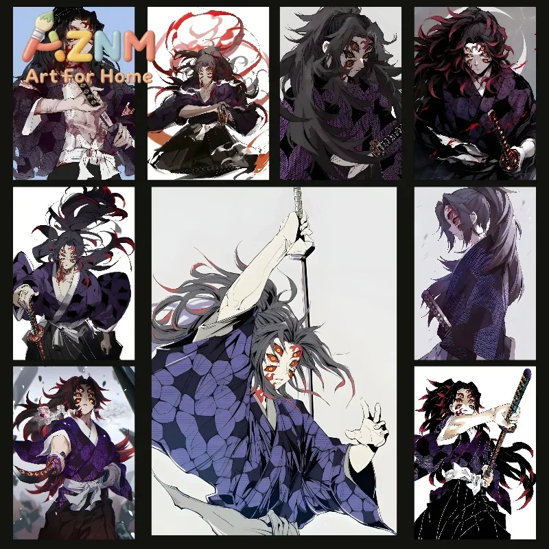 AZNM Demon Slayer Kokushibo Anime Canvas Wall Art Frameless Print Poster for Home Bedroom Living Room Wall Decor