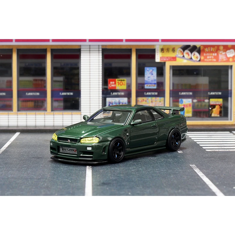 MH متوفر 1:64 SKYLINE GTR R34 Z TUNE CRS VER غطاء محرك السيارة المفتوح Diecast Diorama مجموعة نماذج ألعاب مصغرة MOTORHELIX