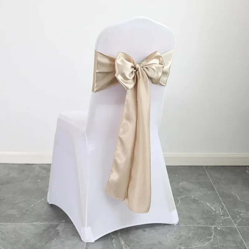 10pcs/Lot Satin Chair Sashes Bow Wedding Chair Knot Ribbon DIY Ties for Party Event Hotel Banquet Chair Decorations