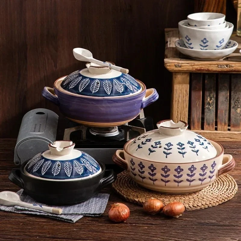 Open Flame Ceramic Shallow Mouth Casserole Household Non-stick High Temperature Resistance Non-cracking Soup Dry Pot