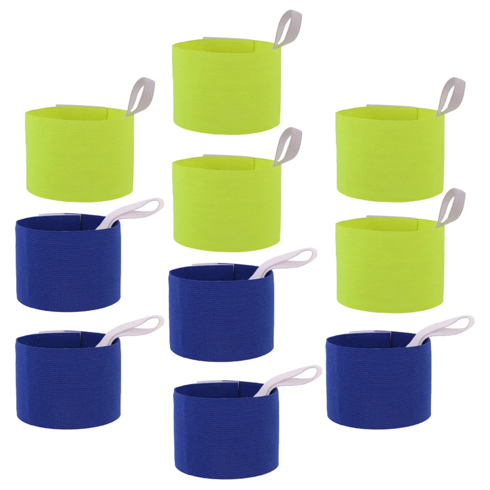 

10pcs Soccer Captains Armbands Adjustable Anti Slip Arm Bands For Sports Activities Elastic Bright Arm Band