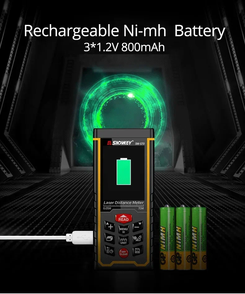 SW-S120 High Quality Laser Distance Meter Area Volumn Digital Angle Ruler Measuring Tape SNDWAY Original 120m Camera Rangefinder