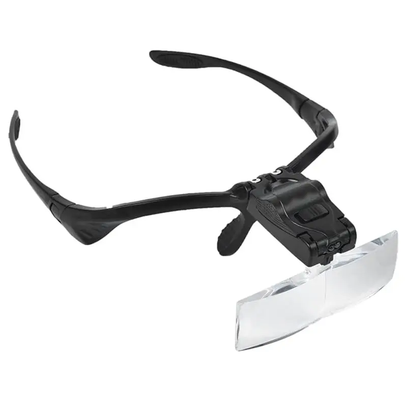 B03C-Professional Jeweler' S Loupe Light Bracket 5 Lens Magnifying Visor Headband Magnifier Glasses With 2 LED Headhand