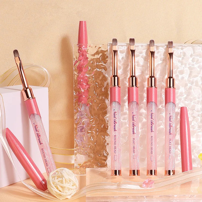 ปากกาเจลยูวีสำหรับทำเล็บสีชมพู ปากกาแปรงสำหรับทาสีเล็บอะคริลิค แปรงสำหรับวาดลายเล็บ แปรงทำเล็บมือแบบมืออาชีพ