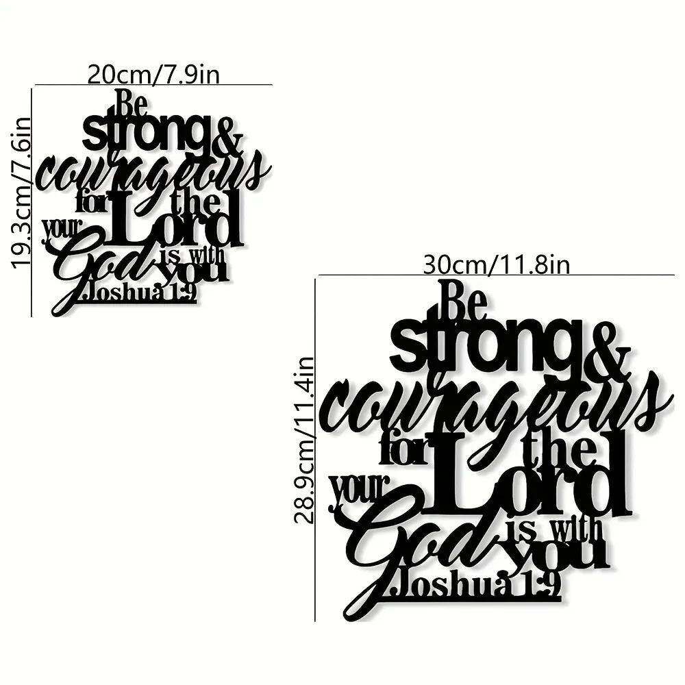 Joshua 1:9 Metal Wall Art Inspirational Decor for Living Room Bedroom Office Gift