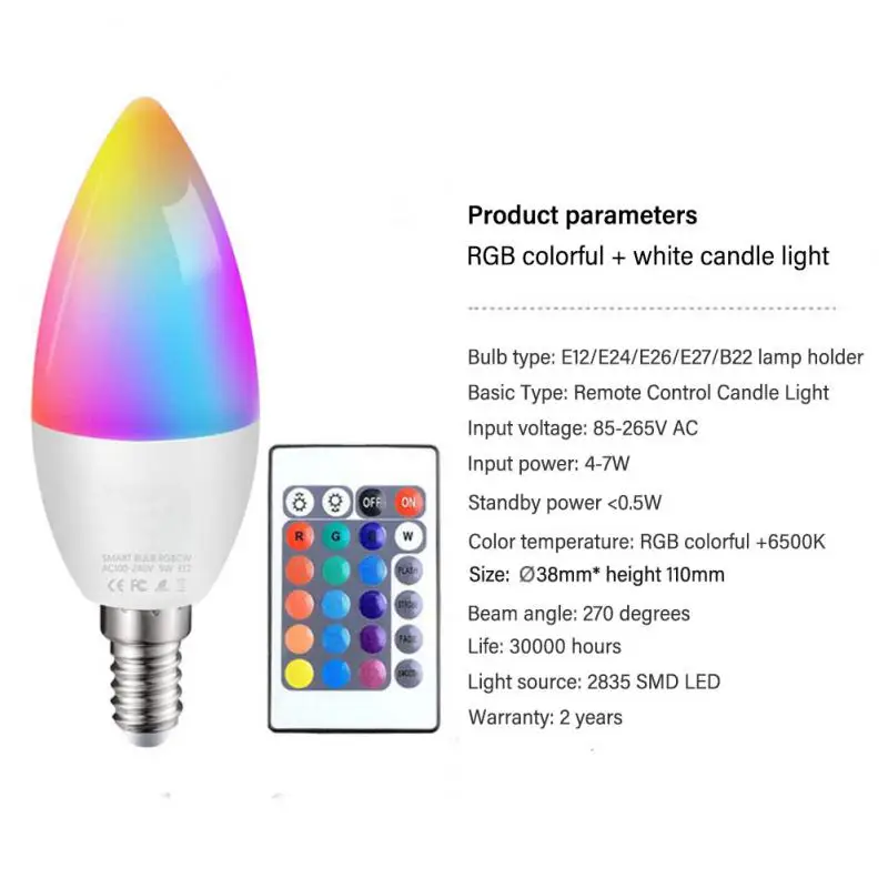 E14/E122/B22 LED Light Bulb Smart Indoor Neon Sign RGB Light Bulbs Remote Dimmable Tape Lamp Home Lighting LED Bulbs