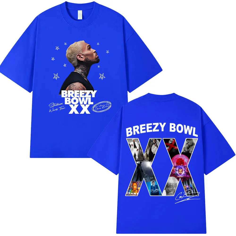 Chris Brown Breezy Bowl XX 2025 Tour Concert Merch T-shirt Men's Women Fashion Hip Hop T Shirt Cotton Casual Oversized T-shirts image 5