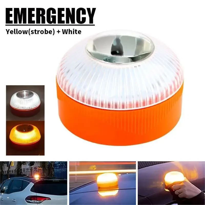 Led Car Emergency Light V16 Flashlight Magnetic Induction Strobe Light Road Accident Lamp Beacon Safety Battery Accessory