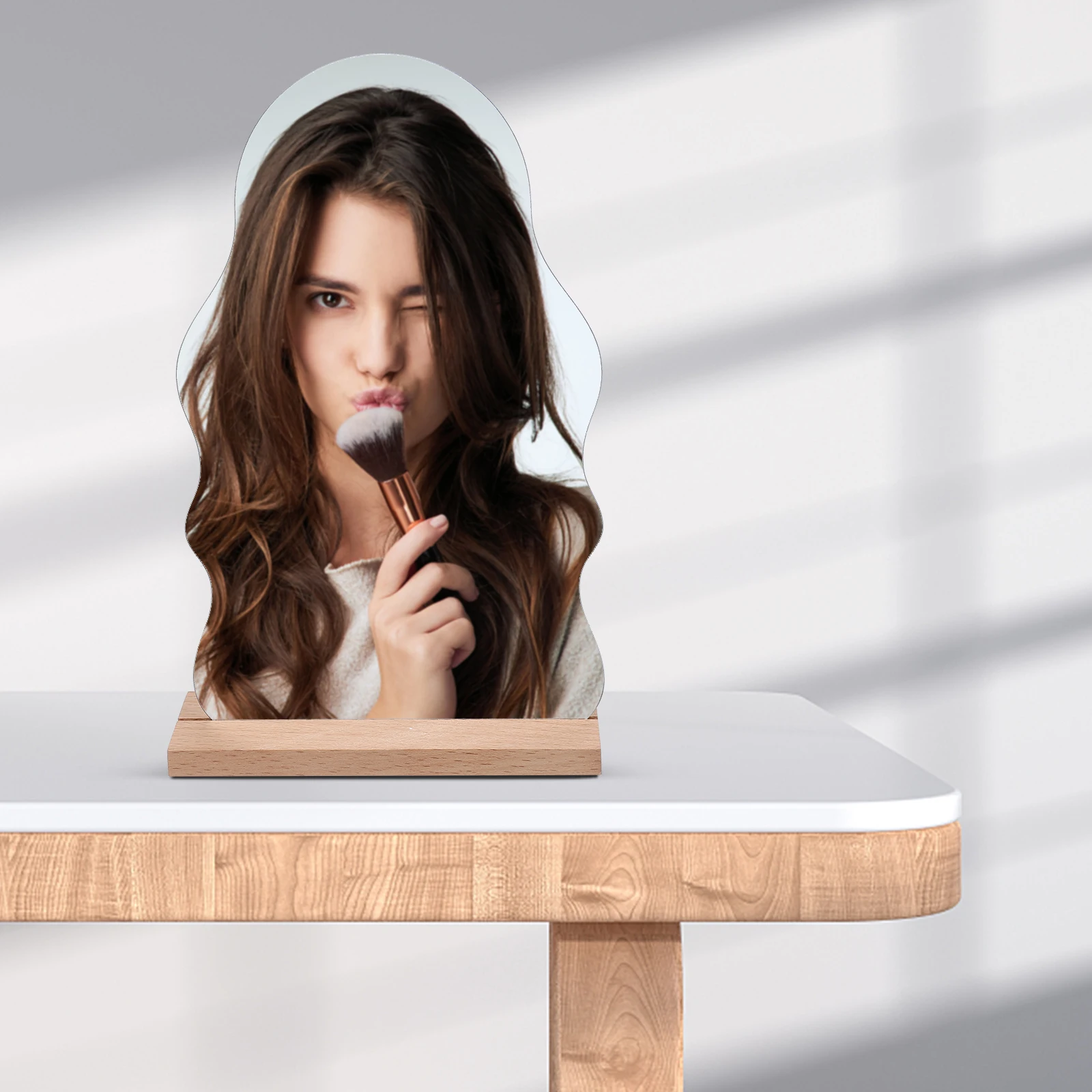 

Make up Mirror Vanity Table Small Makeup for Desk Single Sided Compact Desktop Portable