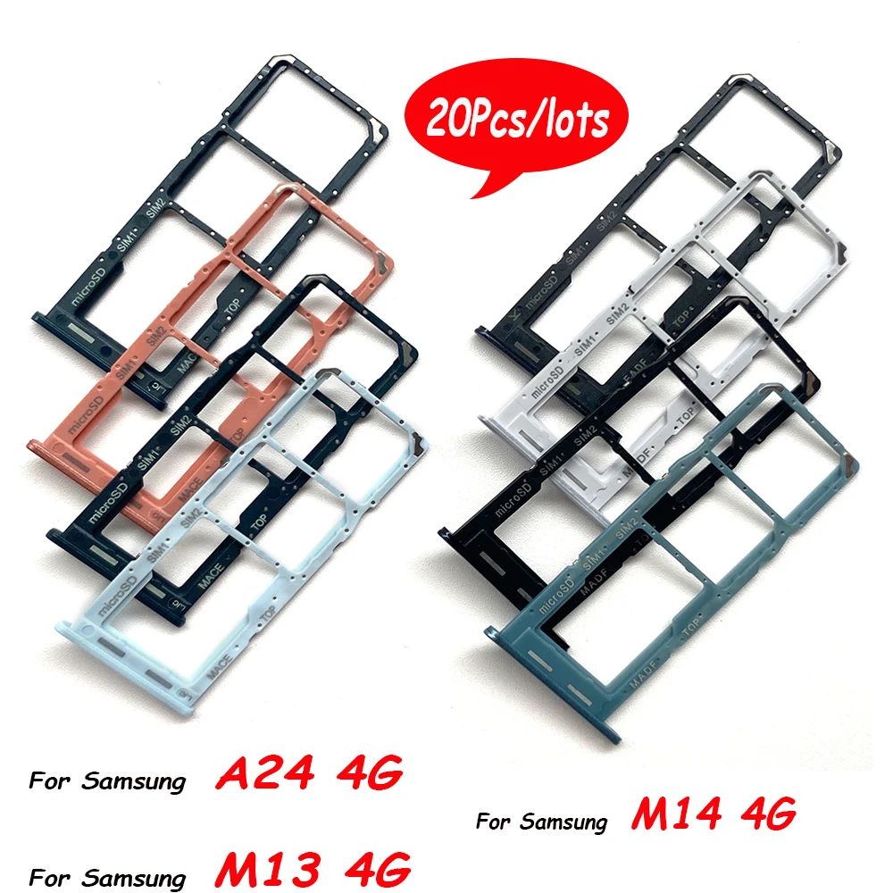 

20Pcs，Phone SIM Chip Tray Slot Holder For Samsung A24 M13 M14 4G M15 5G SD Card Pocket Black