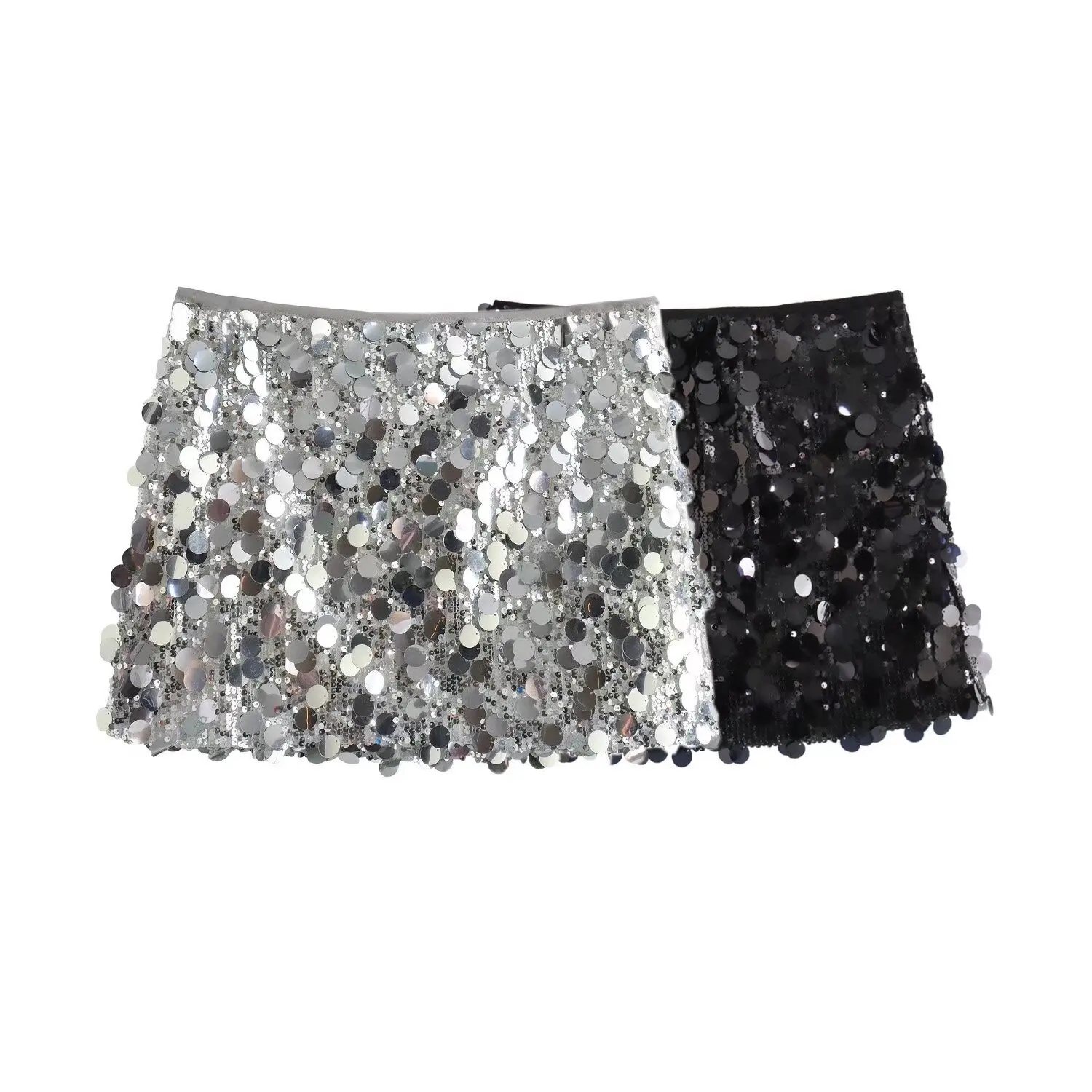 

Korejepo Sexy Women Short Dress Wholesale Spring Summer New European American Style Slim Fit Two-color Sequin Mini Skirts