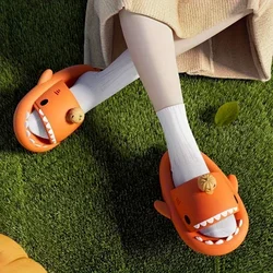 Halloween Day Shark Slippers Men's Funny EVA Sandals Women‘s Outdoor Pumpkin Flip-Flops Couples Ghost Festival Soft Slides