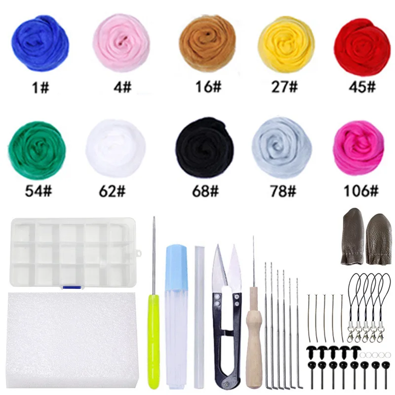 40 Color Needle Felting Kit Wool Felting Tools Handmade Felt Needle Set Wool Felting Fabric Materials Accessories